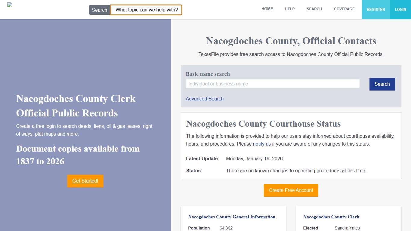 Nacogdoches County Clerk Official Public Records | TexasFile